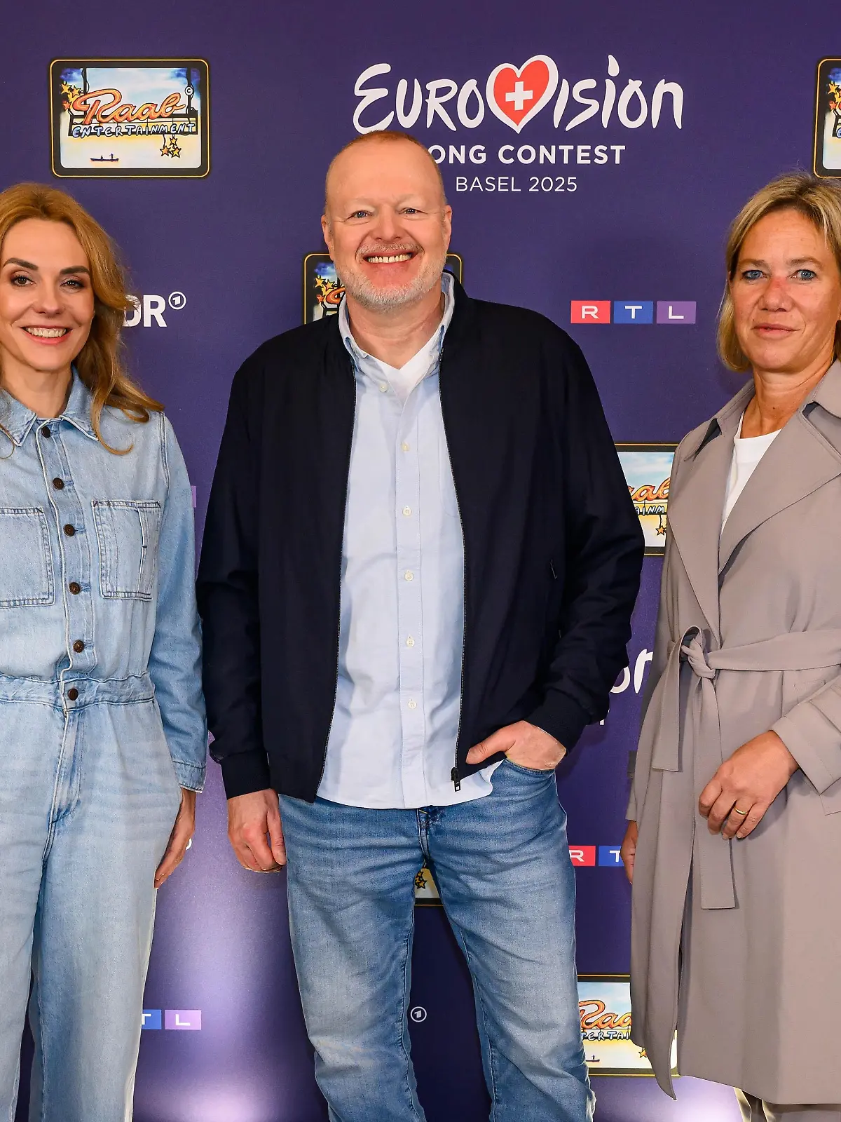 ESC 2025 - Pressekonferenz Stefan Raab, ARD und RTL zum deutschen Vorentscheid
v.l.: Inga Leschek (Chief Content Officer RTL Deutschland), Stefan Raab und Christine Strobl (ARD-Programmdirektorin)