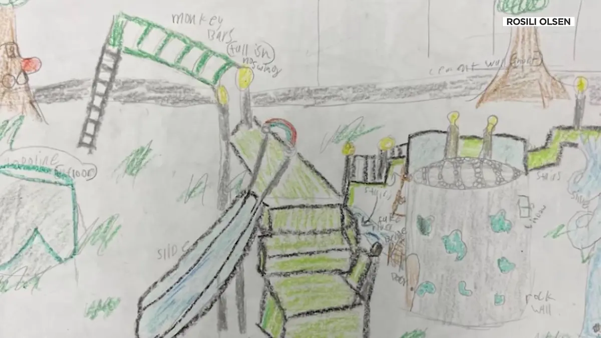 Damit auch ihre jüngeren Schwestern kindgerecht spielen können, fertigte Rosili einen Plan für einen neuen Spielplatz.