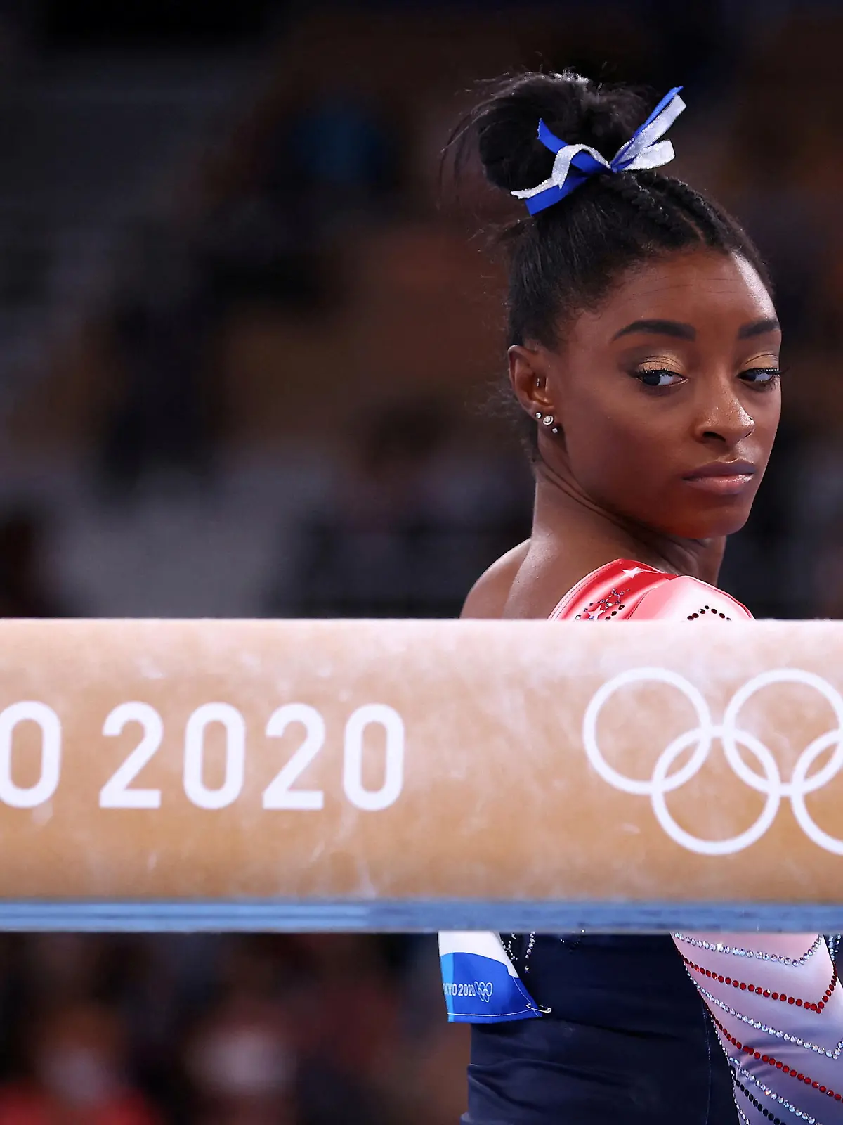 FILE PHOTO: Tokyo 2020 Olympics - Gymnastics - Artistic - Women's Beam - Final - Ariake Gymnastics Centre, Tokyo, Japan - August 3, 2021. Simone Biles of the United States before competing REUTERS/Mike Blake/File Photo