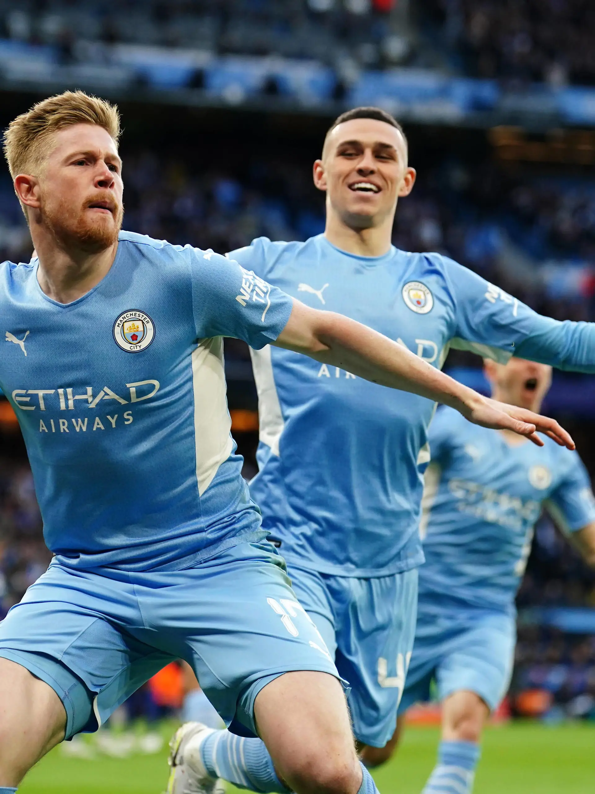 Manchester City v Real Madrid - UEFA Champions League - Semi Final - First Leg - Etihad Stadium Manchester City s Kevin De Bruyne celebrates scoring their side s first goal of the game during the UEFA Champions League Semi Final, First Leg, at the Etihad Stadium, Manchester. Picture date: Tuesday April 26, 2022. Use subject to restrictions. Editorial use only, no commercial use without prior consent from rights holder. PUBLICATIONxNOTxINxUKxIRL Copyright: xMikexEgertonx 66578680 