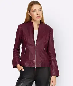 Lederjacke in Weinrot