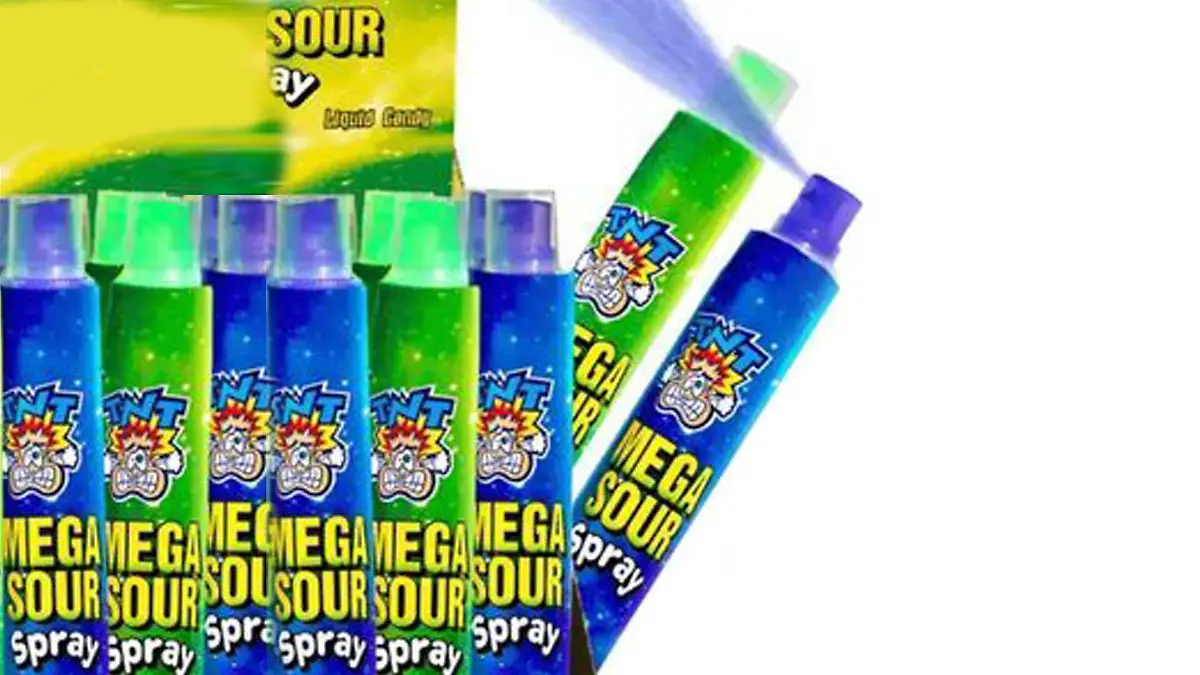 Mega Sour Spray in Pappkarton.