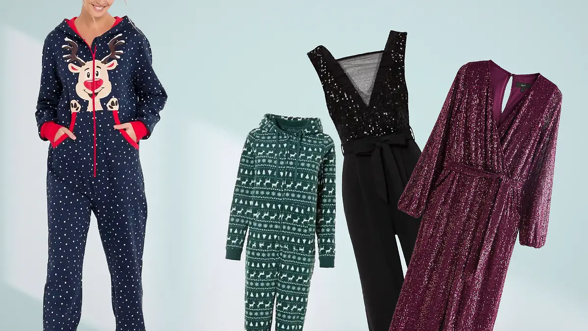 Winterliche Jumpsuits für Weihnachten.