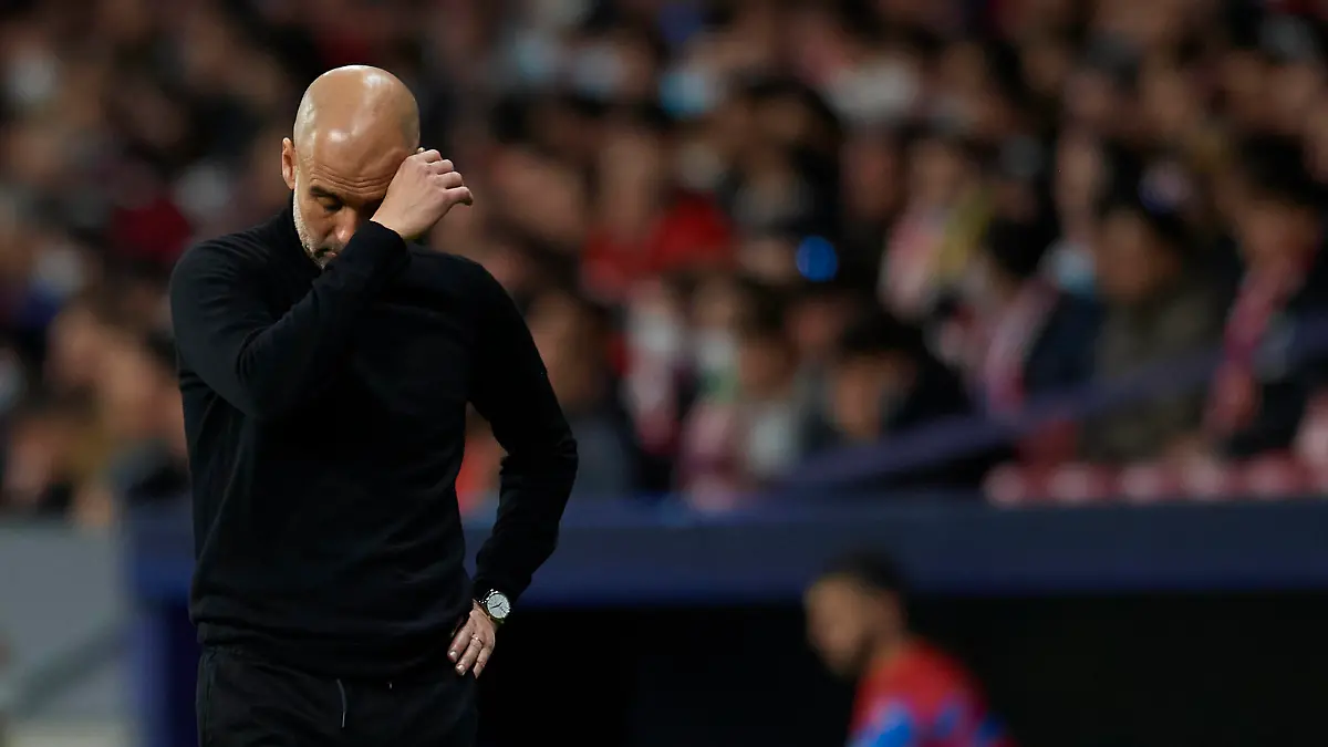 Atletico Madrid v Manchester City Quarter Final Leg Two - UEFA Champions League Pep Guardiola head coach of Manchester City reacts during the UEFA Champions League Quarter Final Leg Two match between Atletico Madrid and Manchester City at Wanda Metropolitano on April 13, 2022 in Madrid, Spain. Madrid Spain PUBLICATIONxNOTxINxFRA Copyright: xJosexBretonx originalFilename:breton-atletico220413_npqjM.jpg