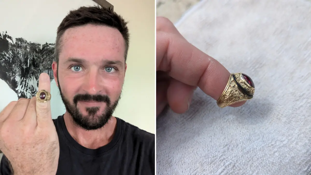 Taucher Alex Davis mit gefundenem Ring