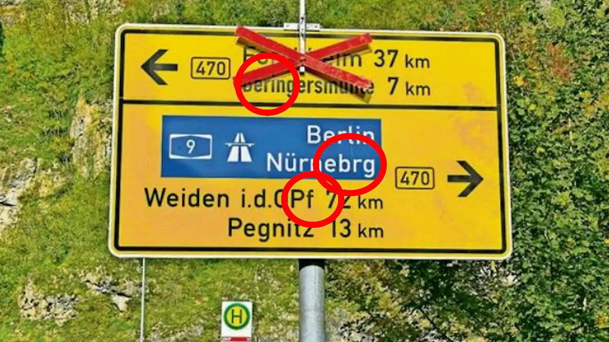 Von sechs Ortsnamen sind drei falsch geschrieben! 