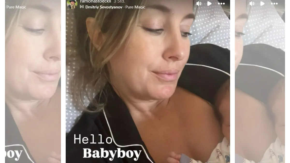 Mona Stöckli hält ihr Baby im Arm