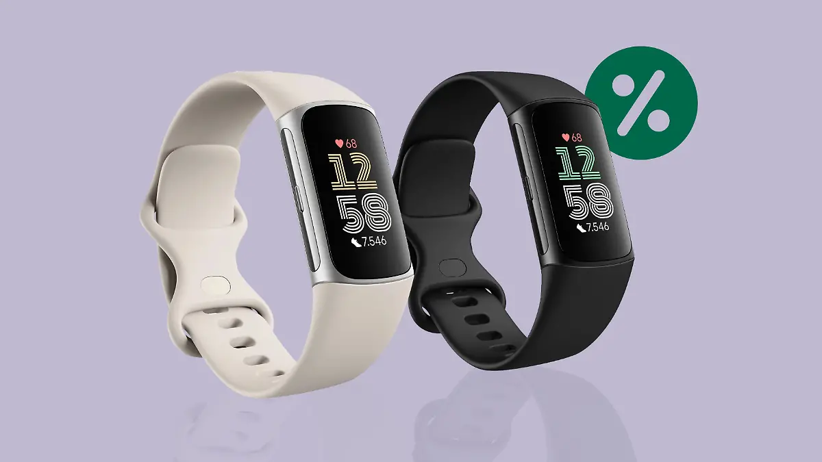 Die Fitbit Charge 6 in den Farben Obsidian und Porcelain.