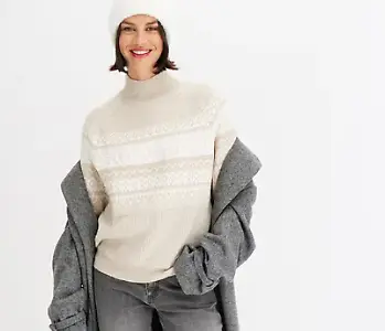 Norweger-Pullover in Weiß-Beige
