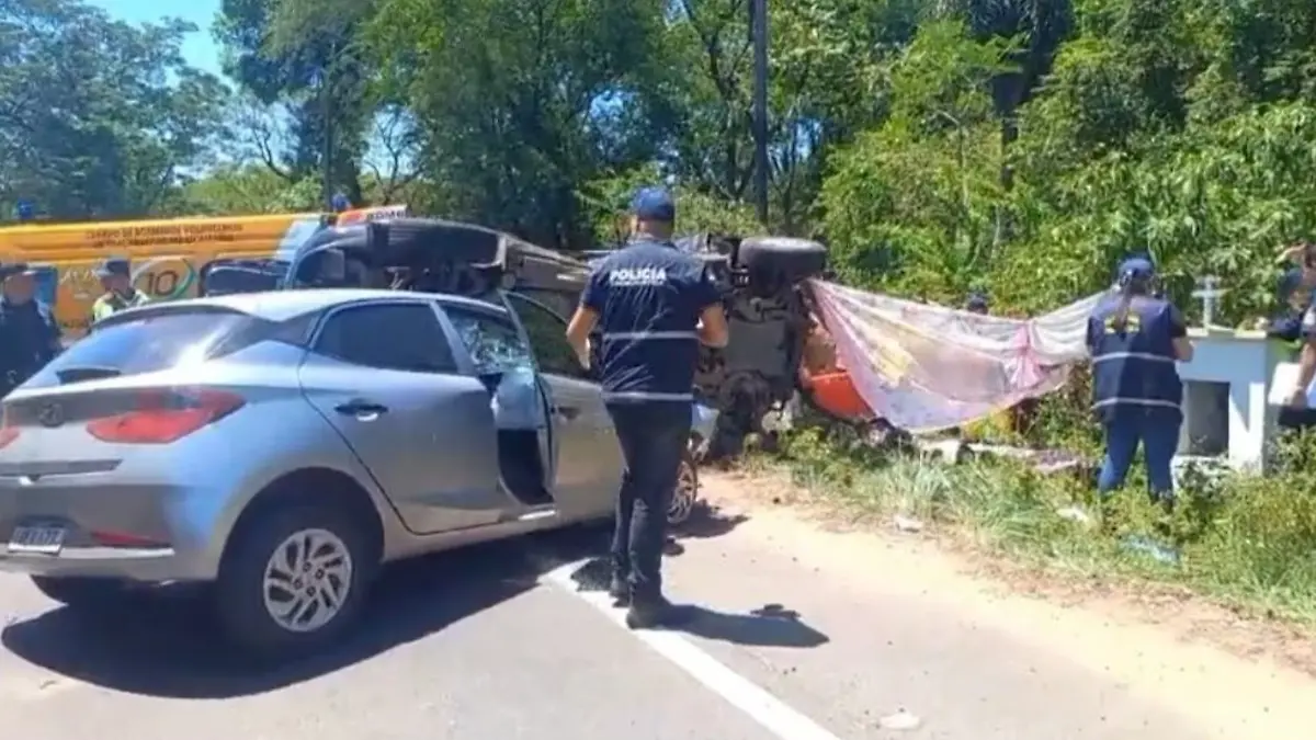 Das Auto der Familie wird bei dem Aufprall in eine Böschung geschleudert.