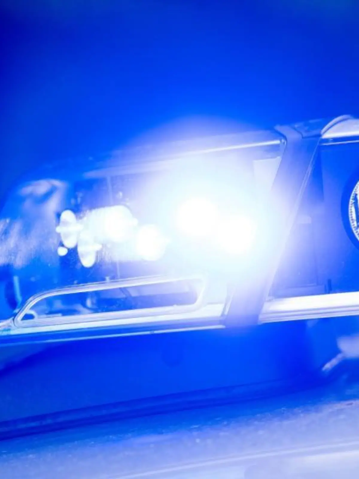 Ein Blaulicht leuchtet auf einem Polizeiauto