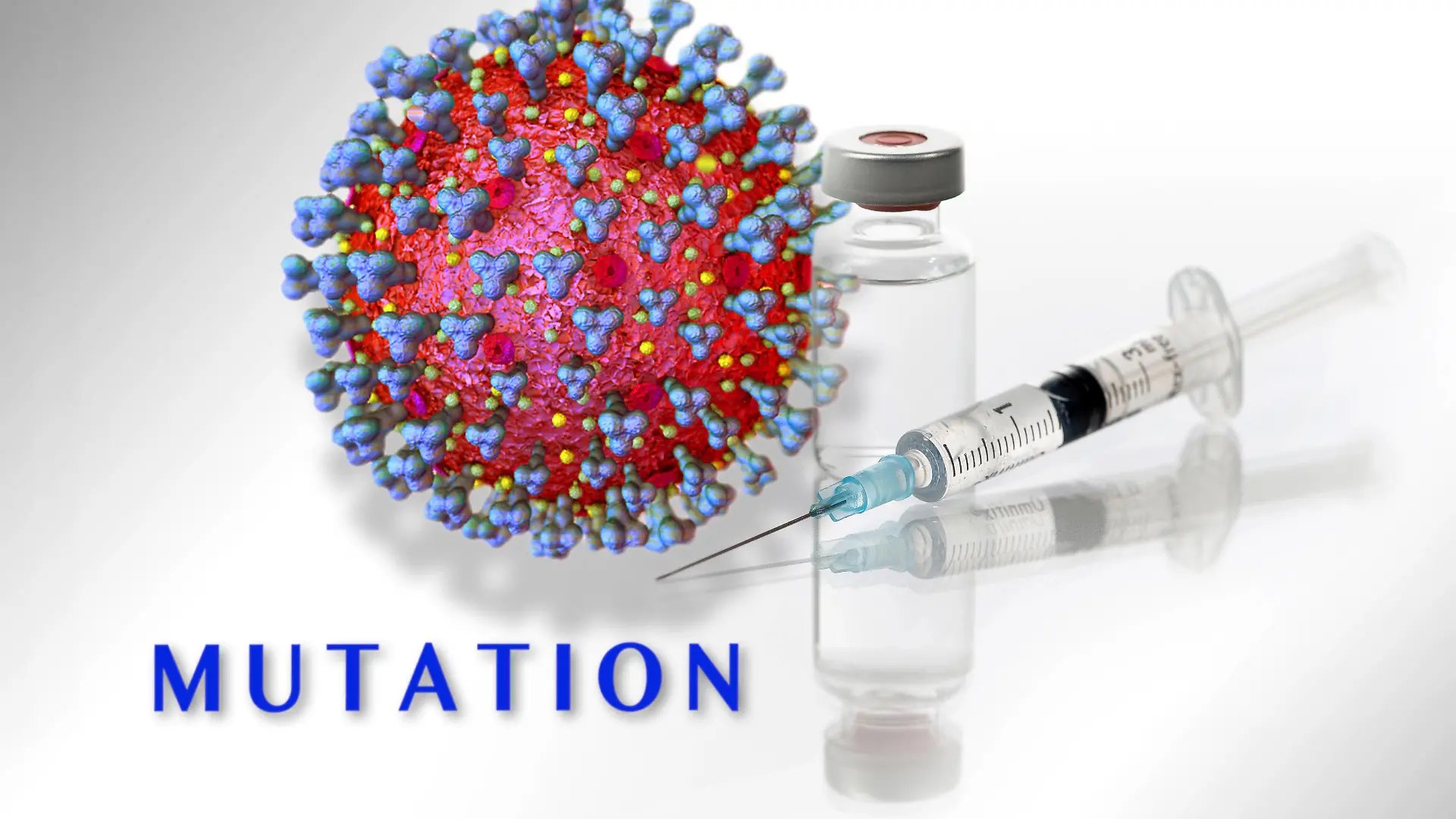 25.01.2021, Symbolbild Impfstoff, mit Grafik, Corona-Virus Mikroskopische Ansicht, mit Impfstoff-Probe im Vordergrund. Bildmontage 3D-Grafik: Sofiane Regragui , Das Corona-Virus mutiert. 25.01.2021, Coronavirus Mutation 25.01.2021, Coronavirus Mutation *** 25 01 2021, Vaccine icon image, with graphic, Corona virus Microscopic view, with vaccine sample in foreground Image montage 3D graphic Sofiane Regragui , The Corona virus mutates 25 01 2021, Coronavirus mutation 25 01 2021, Coronavirus mutation