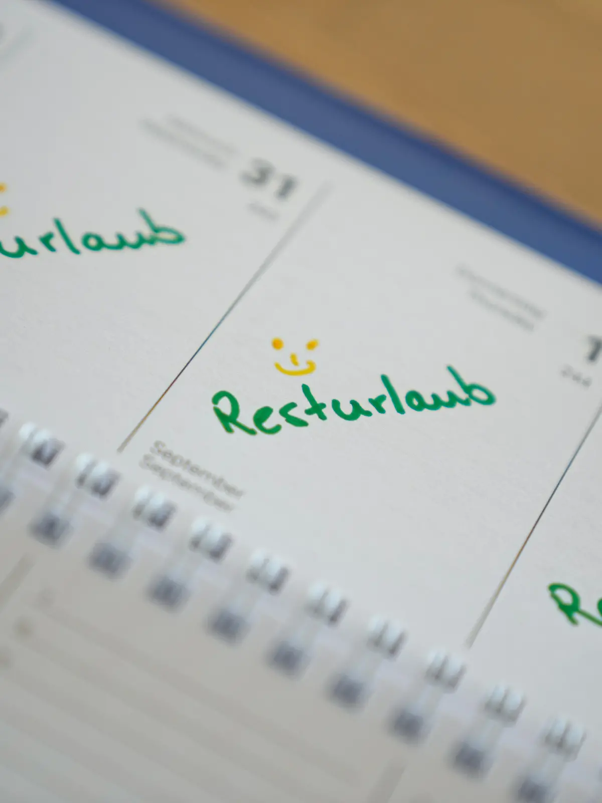 Resturlaub im Kalender. 