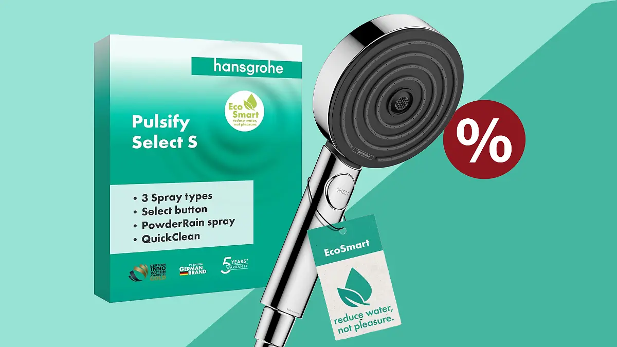 Wassersparender Duschkopf von Hansgrohe im Cyber-Monday-Angebot.