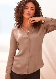 Satinbluse in Braun
