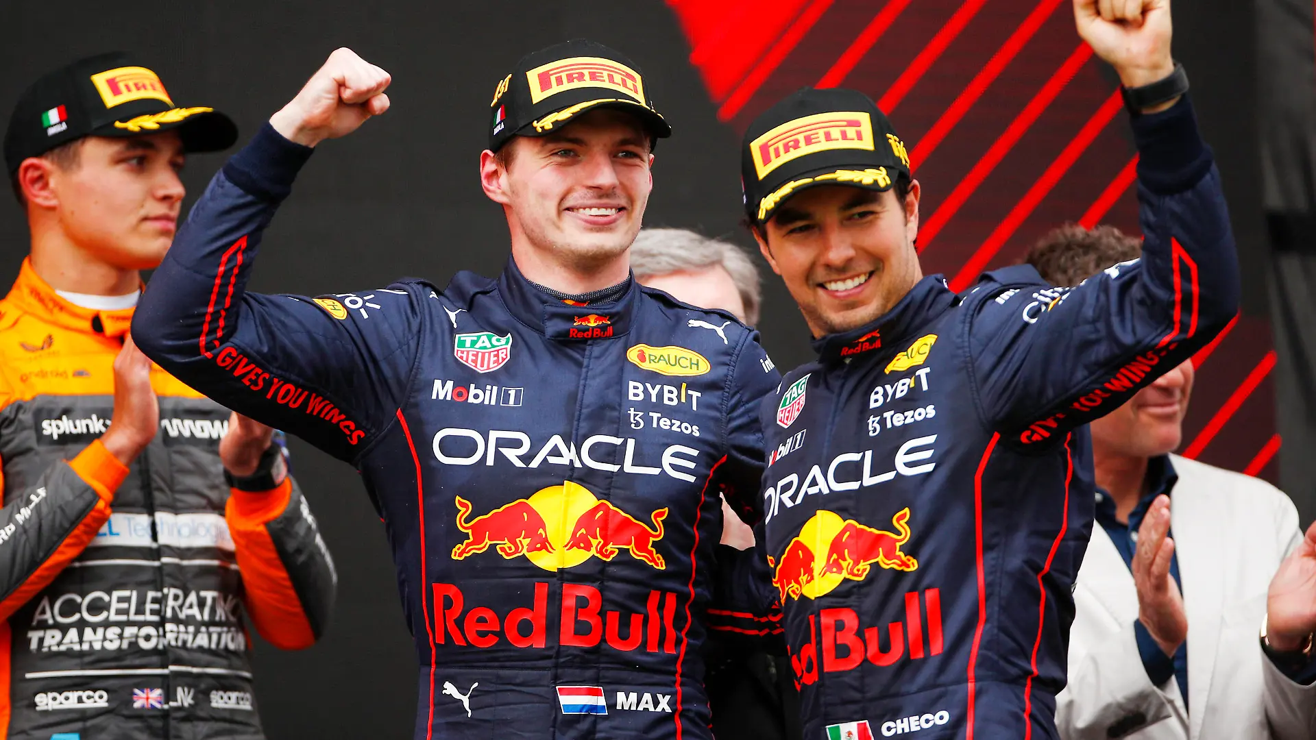 1 Max Verstappen NLD, Oracle Red Bull Racing, 11 Sergio Perez MEX, Oracle Red Bull Racing, F1 Grand Prix of Emilia Romagna at Autodromo Enzo e Dino Ferrari on April 24, 2022 in Imola, Italy. Photo by HOCH ZWEI Imola Italy *** 1 Max Verstappen NLD, Oracle Red Bull Racing , 11 Sergio Perez MEX, Oracle Red Bull Racing , F1 Grand Prix of Emilia Romagna at Autodromo Enzo e Dino Ferrari on April 24, 2022 in Imola, Italy Photo by HOCH ZWEI Imola Italy