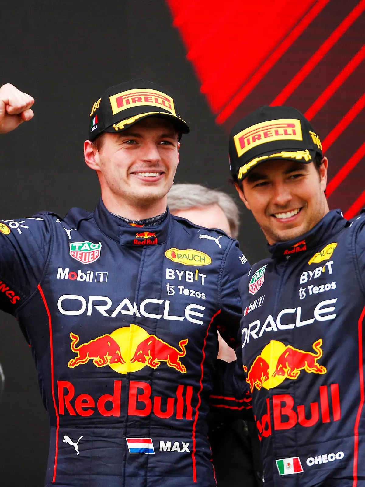  1 Max Verstappen NLD, Oracle Red Bull Racing, 11 Sergio Perez MEX, Oracle Red Bull Racing, F1 Grand Prix of Emilia Romagna at Autodromo Enzo e Dino Ferrari on April 24, 2022 in Imola, Italy. Photo by HOCH ZWEI Imola Italy *** 1 Max Verstappen NLD, Oracle Red Bull Racing , 11 Sergio Perez MEX, Oracle Red Bull Racing , F1 Grand Prix of Emilia Romagna at Autodromo Enzo e Dino Ferrari on April 24, 2022 in Imola, Italy Photo by HOCH ZWEI Imola Italy