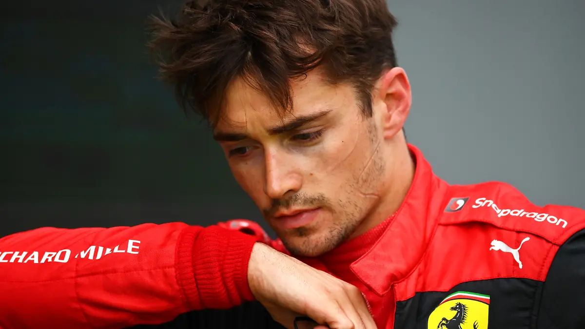 IMOLA, ITALY - APRIL 24: 6th placed Charles Leclerc of Monaco and Ferrari looks dejected in parc ferme after spinning out from third position with 10 laps remaining during the F1 Grand Prix of Emilia Romagna at Autodromo Enzo e Dino Ferrari on April 24, 2022 in Imola, Italy. (Photo by Dan Mullan/Getty Images)