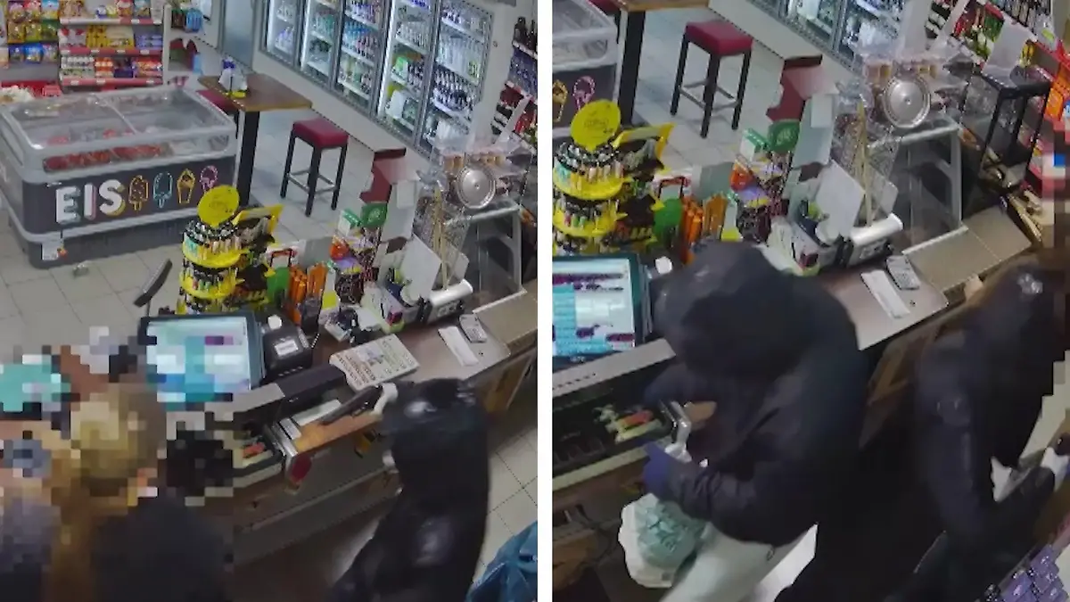 In unter einer Minute! Dreistes Räuber-Duo räumt Tankstelle aus