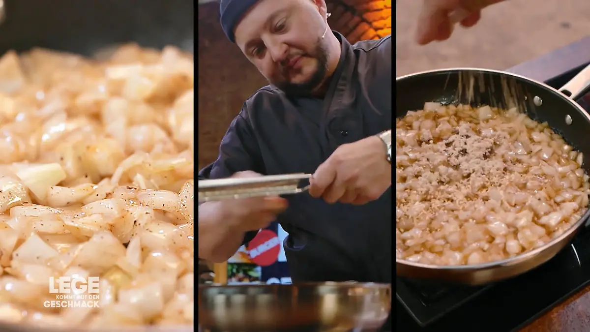 Karamelisierte Zwiebeln für die Sauce Lege gibt alles