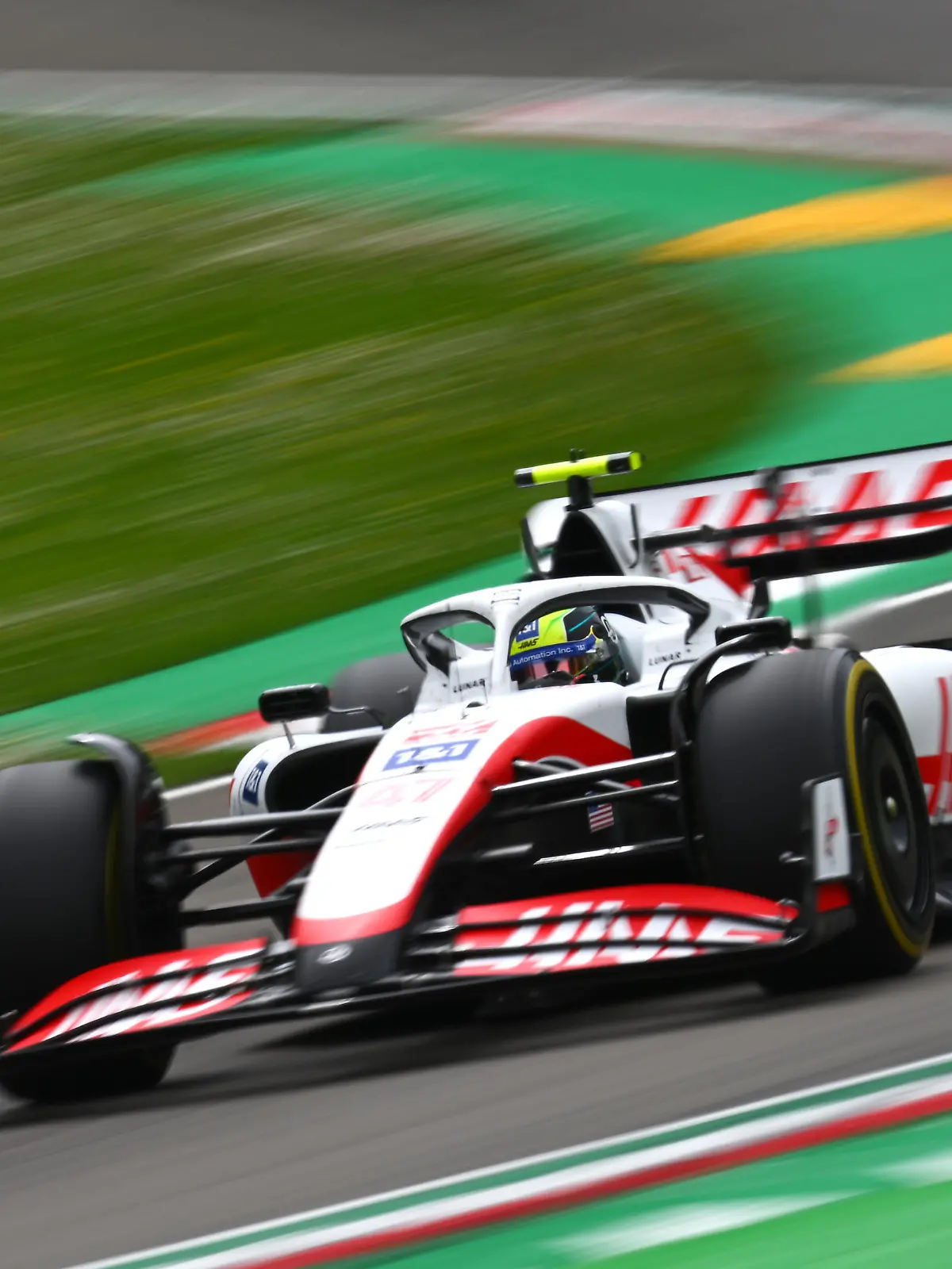 IMOLA, ITALY - APRIL 23: Mick Schumacher of Germany driving the (47) Haas F1 VF-22 Ferrari on track during practice ahead of the F1 Grand Prix of Emilia Romagna at Autodromo Enzo e Dino Ferrari on April 23, 2022 in Imola, Italy. (Photo by Clive Mason/Getty Images)
