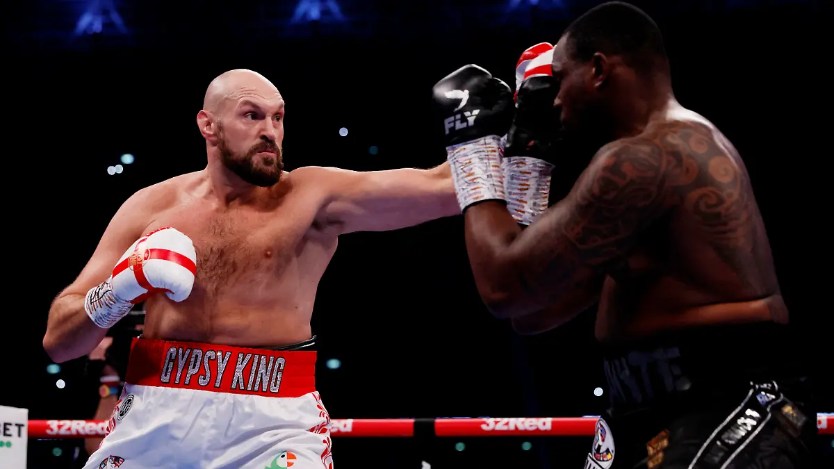 Boxing - Tyson Fury v Dillian Whyte - WBC World Heavyweight Title - Wembley Stadium, London, Britain - April 23, 2022  Tyson Fury in action against Dillian Whyte Action Images via Reuters/Andrew Couldridge