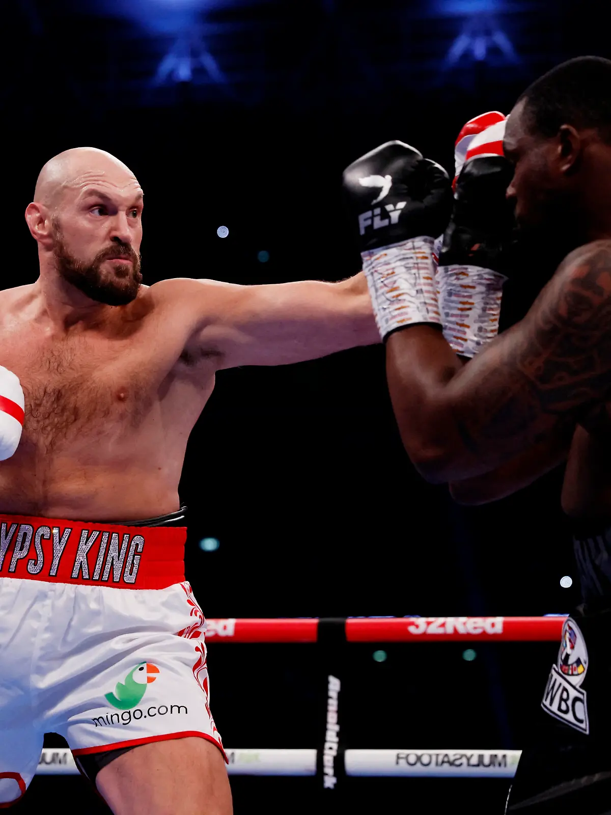 Boxing - Tyson Fury v Dillian Whyte - WBC World Heavyweight Title - Wembley Stadium, London, Britain - April 23, 2022  Tyson Fury in action against Dillian Whyte Action Images via Reuters/Andrew Couldridge