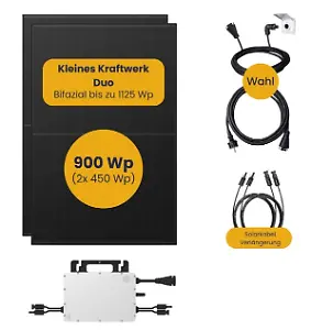 Balkonkraftwerk Duo Komplettpaket mit optionaler Halterung (900Wp+) bifazial