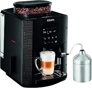Krups Essential Kaffeevollautomat mit Milchschlauch, Schwarz 