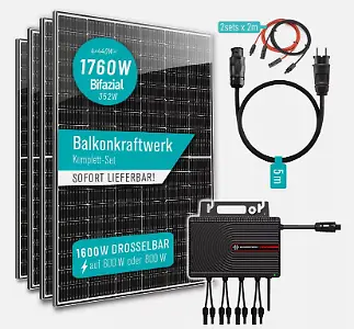 Pianeta-Balkonkraftwerk 1.760 / 1.600 Watt Bifazial (mit Gutscheincode CYBER24)