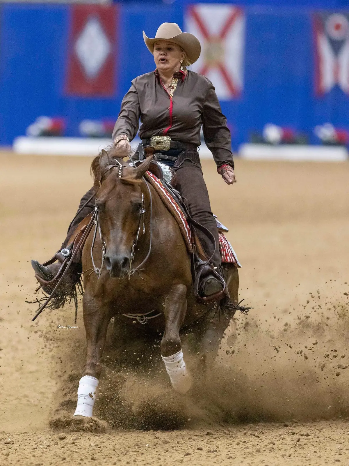 Corinna Schumacher beim Westernreiten in Texas.