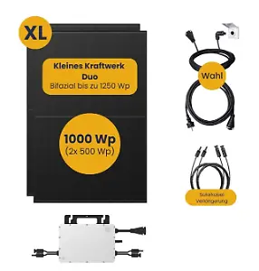 Kleines Kraftwerk XL Duo Komplettpaket mit optionaler Halterung (1000Wp+) Bifazial