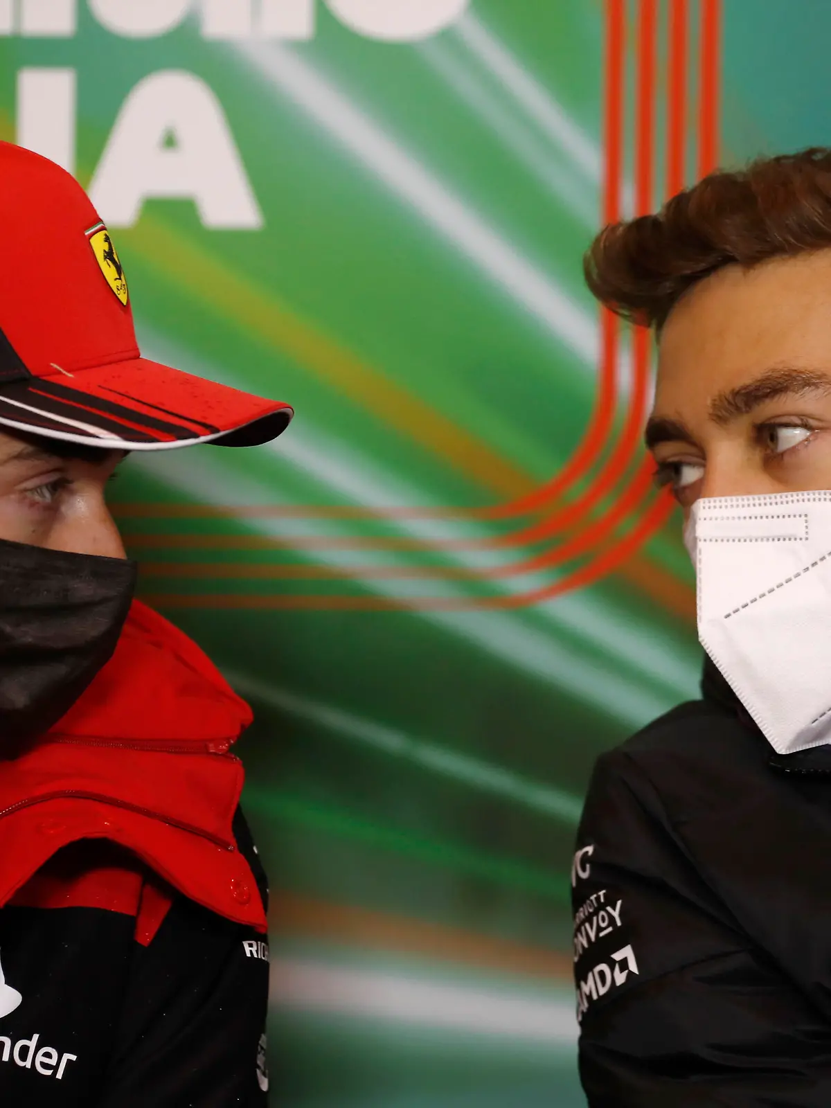 #16 Charles Leclerc (MCO, Scuderia Ferrari), #63 George Russell (GBR, Mercedes-AMG Petronas F1 Team), F1 Grand Prix of Emilia Romagna at Autodromo Enzo e Dino Ferrari on April 22, 2022 in Imola, Italy. (Photo by Carl Bingham/LAT/Motorsport Images/DPPI via HOCH ZWEI)