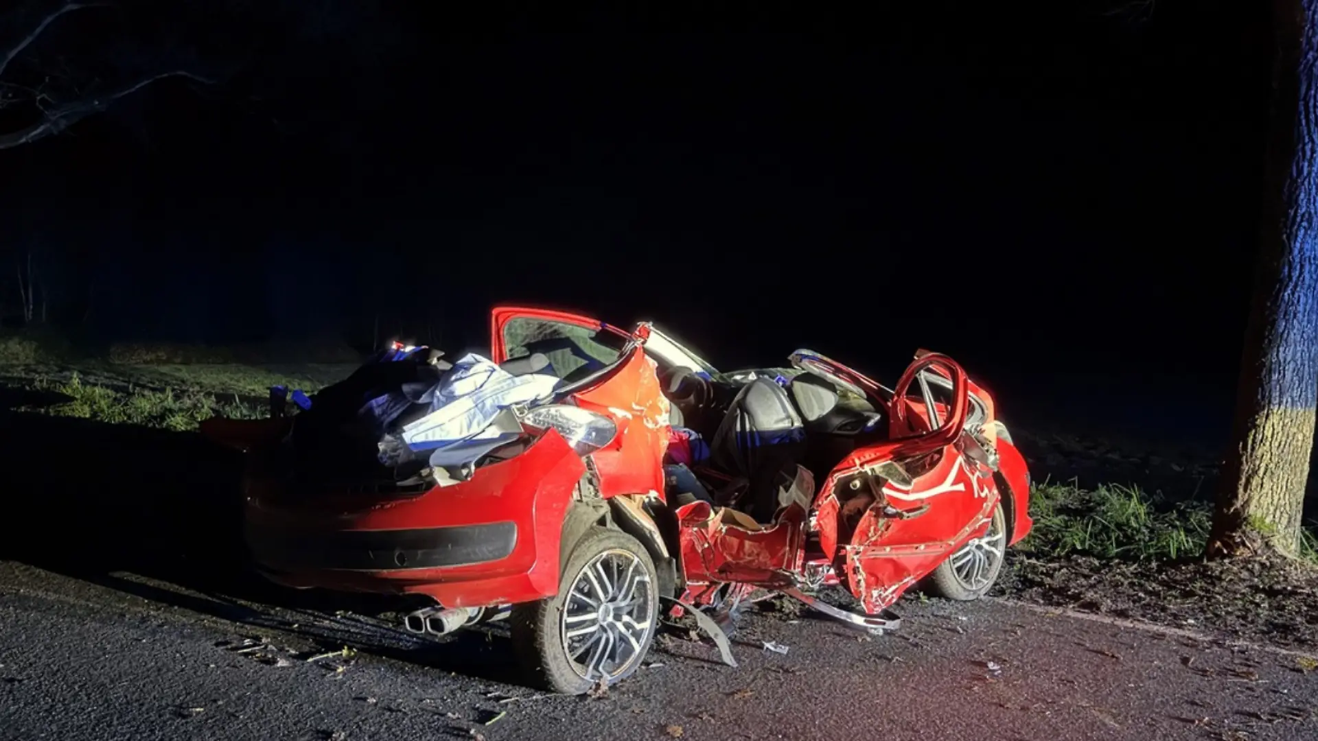 Bei dem Unfall werden vier Insassen eingeklemmt.