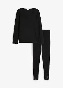 Thermo-Pyjama mit Leggins und Spitze