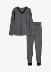 Thermo-Pyjama mit Leggins und Spitze in Grau