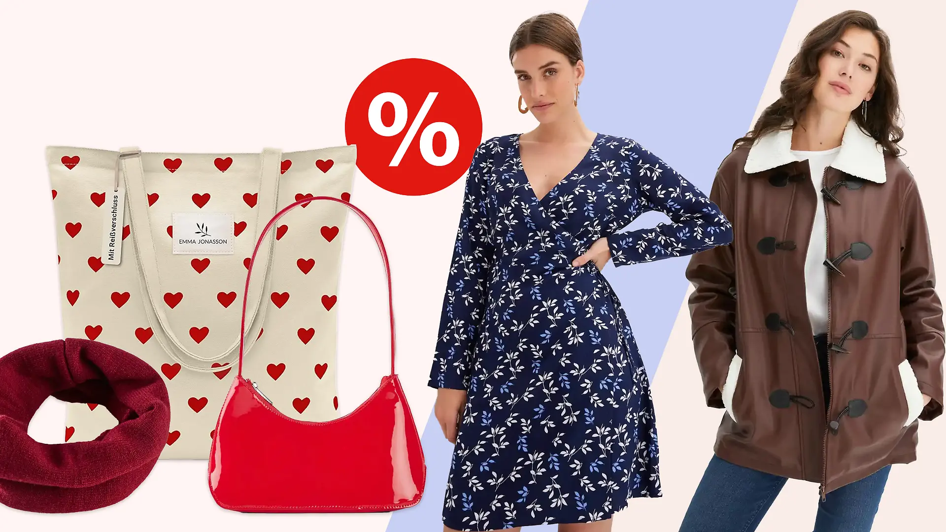 Unterschiedliche Mode-Pieces vor einem hellbeigen Hintergrund.