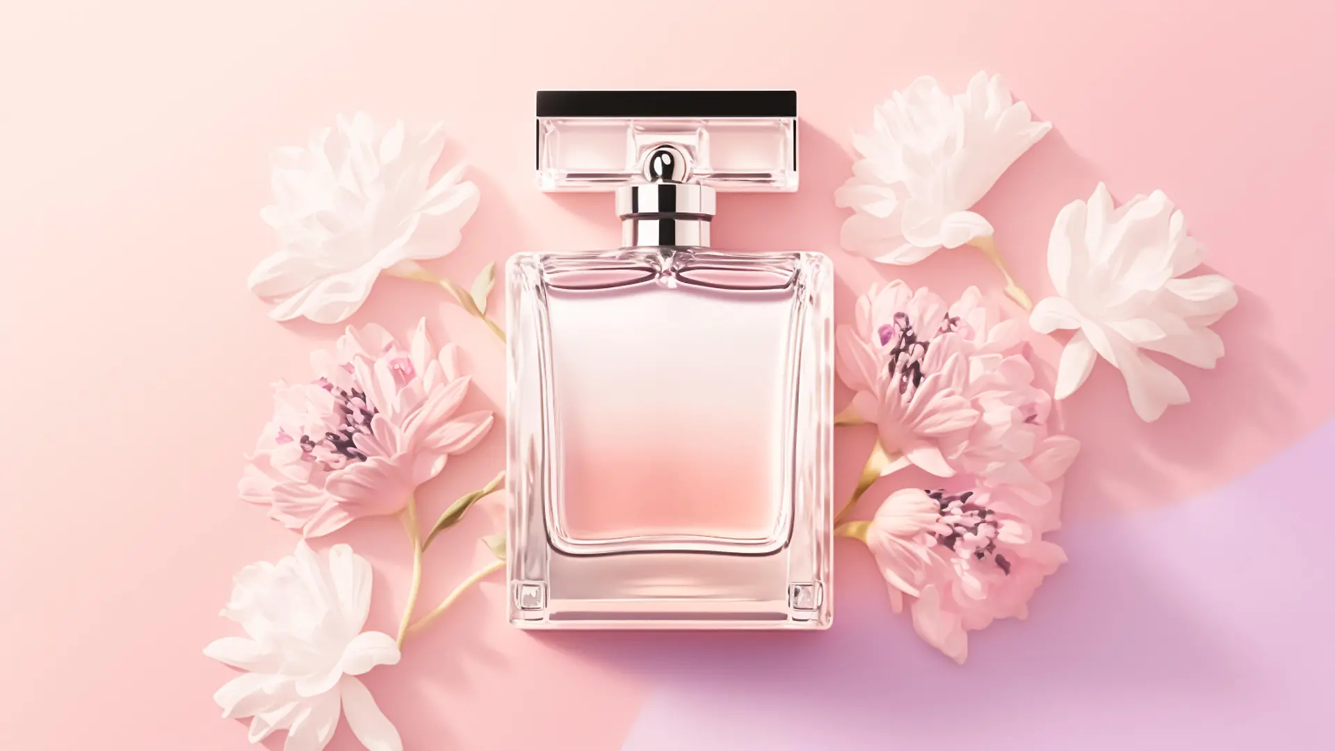 Luxury perfume with floral scent for women, glass fragrance bottle on pink flatlay background, generative AI, Luxury perfume with floral scent for women, glass fragrance bottle on pink flatlay background, generative AI., Luxury perfume with floral scent for women, glass fragrance bottle on pink flatlay background, generative AI., 06.03.2023, Copyright: xanneleven-co-ukx Panthermedia33744518.jpg