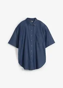 Oversize-Stretch-Jeansbluse, halbarm