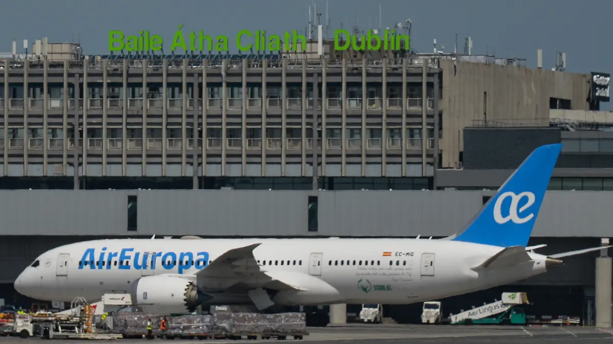 An Air Europa flight arrives at Dublin Airport. On Monday, May 31, 2021, in Dublin, Ireland. (Photo by Artur Widak/NurPhoto)