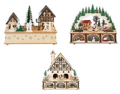 LED-Winterdorf aus Holz