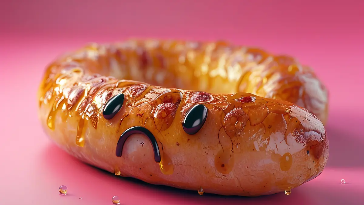 Wurst mit traurigem Gesicht