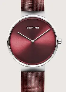 Bering-Quarzuhr in Burgunderrot