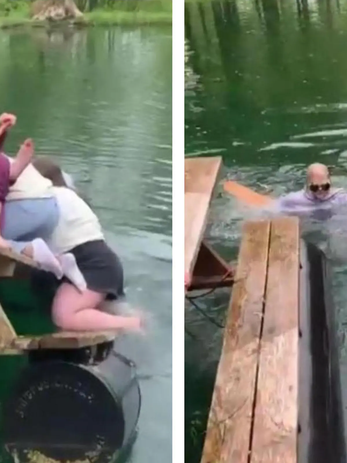 Mit einem Picknicktisch aus Holz in See stechen? Wohl keine so gute Idee, wie auch diese Freundinnen beim Junggesellinnenabschied festgestellt haben dürfen. Ein lustiger Moment scheint es dennoch gewesen zu sein!