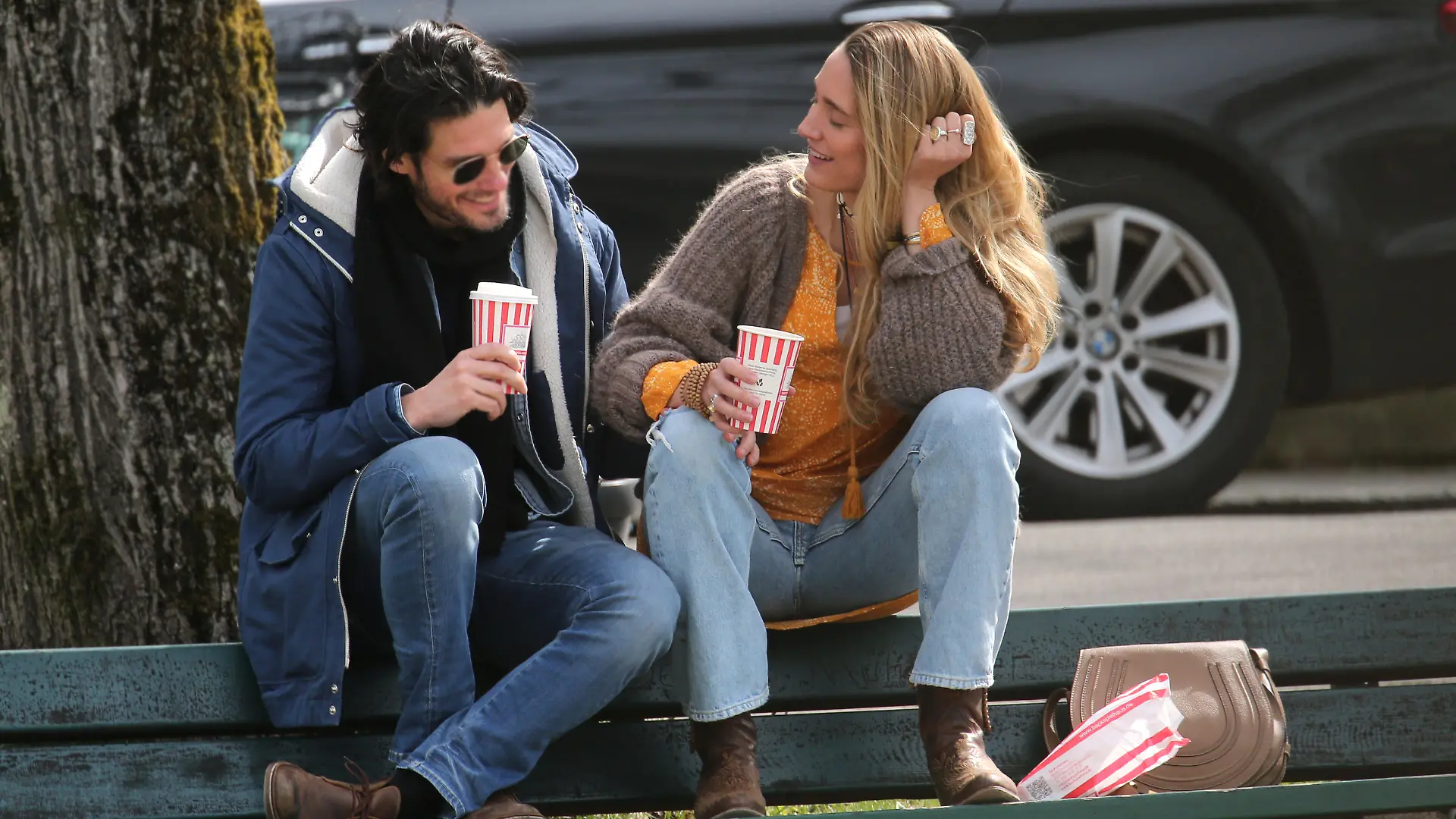 MUNICH, GERMANY - APRIL 17: (EDITORS NOTE: EXCLUSIVE COVERAGE - double rate) Verena Ofarim and new partner Florian is seen in Munich (Photo by A. Palmberger)