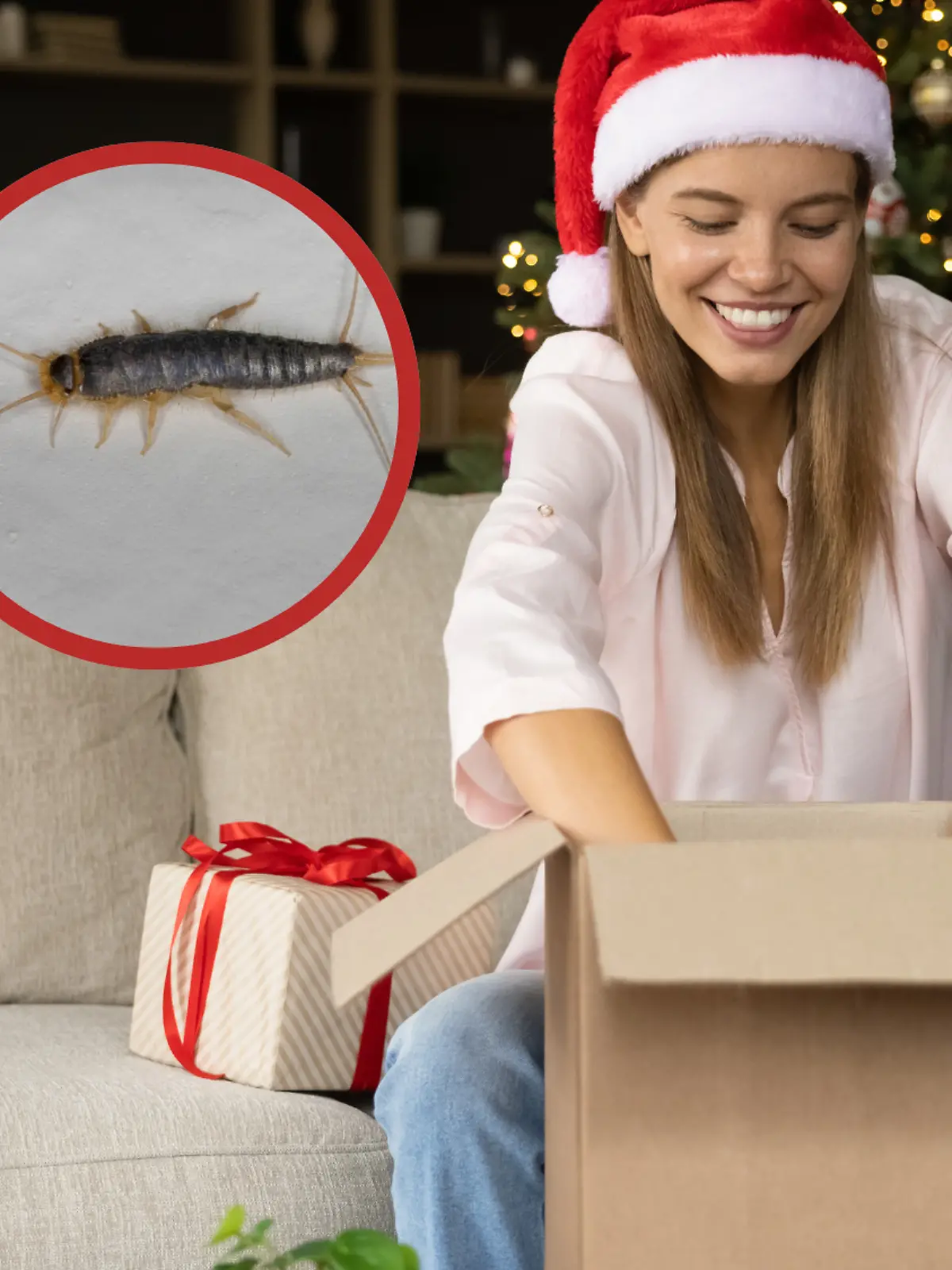 Frau packt Pakt aus