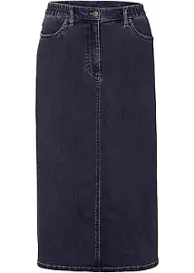 Midi-Stretch-Jeansrock in Dunkelblau 