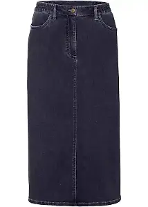 Leicht ausgestellter Midi-Stretch-Jeansrock