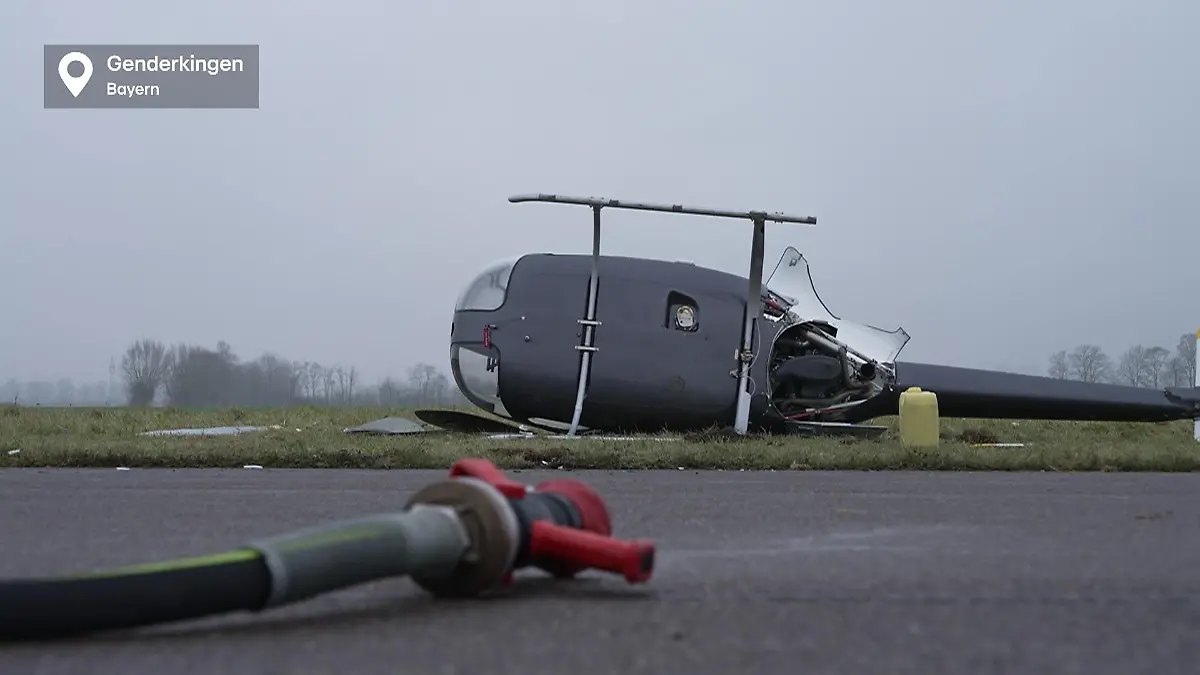 Hubschrauber abgestürzt - nur Sachschaden Mann gewinnt Flug und überlebt