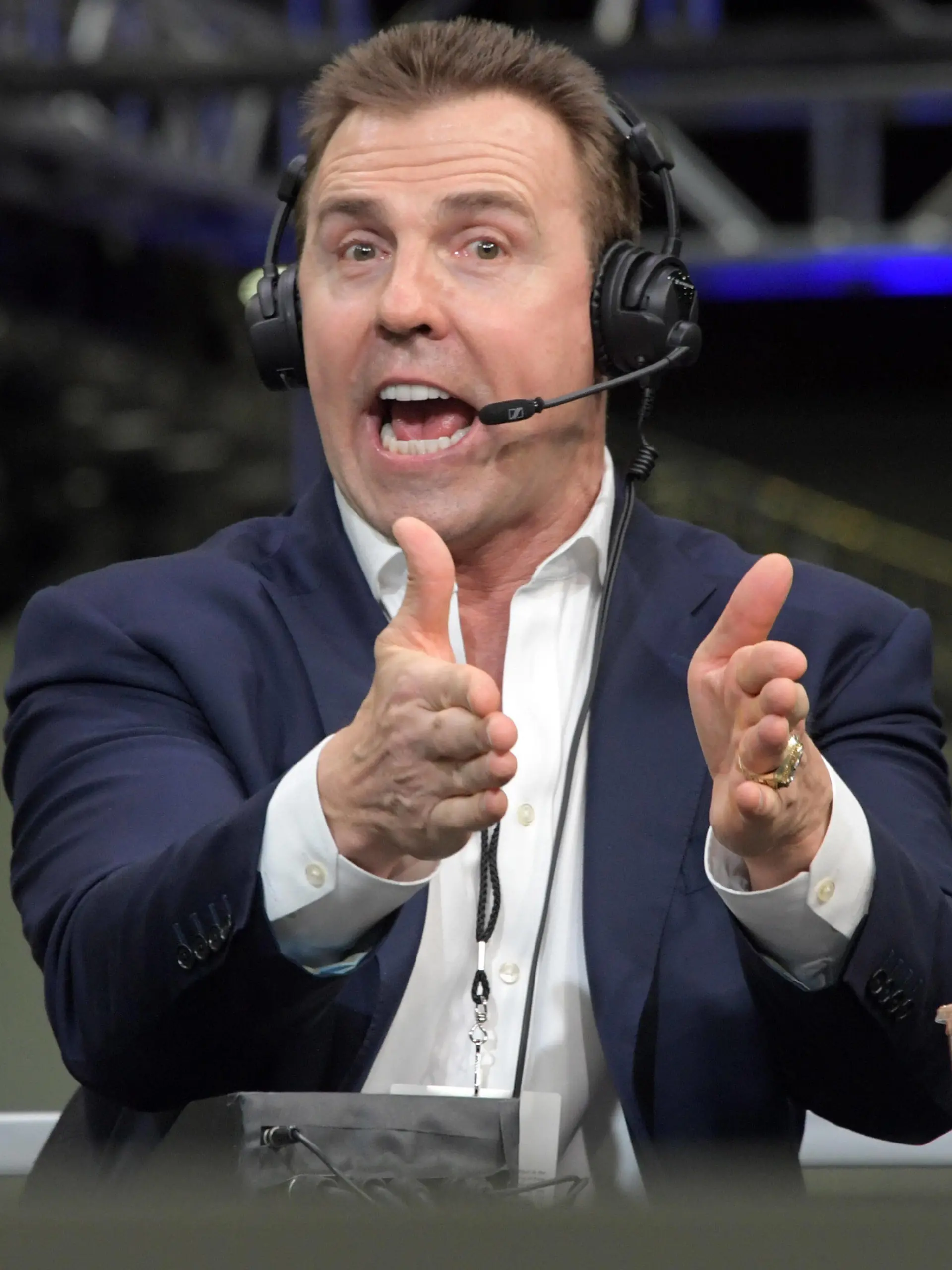 NFL, American Football Herren, USA Super Bowl LIII Exprience, Jan 29, 2019 Atlanta, GA, USA Bill Romanowski on radio row at the Super Bowl LIII media center at the Georgia World Congress Center. Mandatory Credit: Kirby Lee-USA TODAY Sports, 29.01.2019 15:07:34, 12076889, Super Bowl LIII, NPStrans, Georgia World Congress Center, NFL, Bill Romanowski PUBLICATIONxINxGERxSUIxAUTxONLY Copyright: xKirbyxLeex 12076889